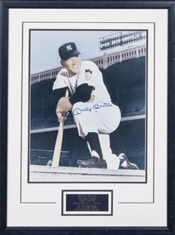 Mickey Mantle Autographed Photograph in Frame Display (PSA/DNA)